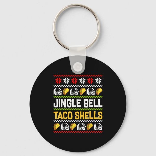 Groovy Christmas Jingle Bells Taco Shells Ugly Xma Sleutelhanger (Voorkant)