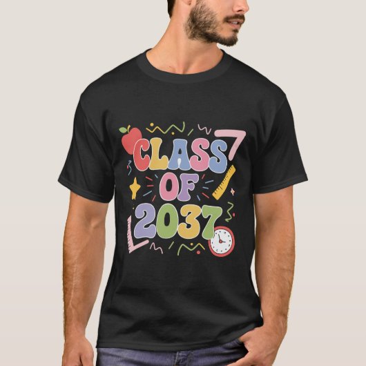 groovy Class of 2037 Grow With Me, terug naar scho T-shirt (Voorkant)