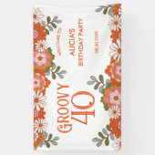 Groovy Classic Hippie Flora Leaf Verjaardag Spandoek (Verticaal)