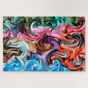 Groovy Colorful Fluid Patchwork Abstract Mosaic Legpuzzel