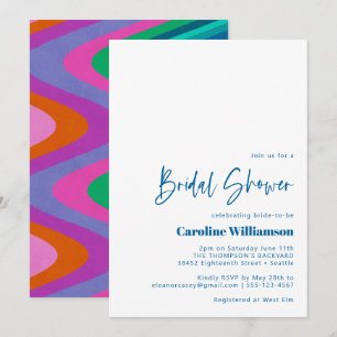 Groovy Colorful Lines Unique Retro Vrijgezellenfee Kaart