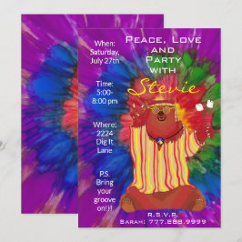 Groovy Colorful Peace Beer 1960-inch stijluitnodig Kaart