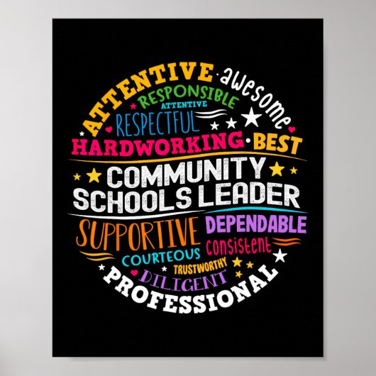 Groovy Community Schools Leader Spreading Positivi Poster (Voorkant)