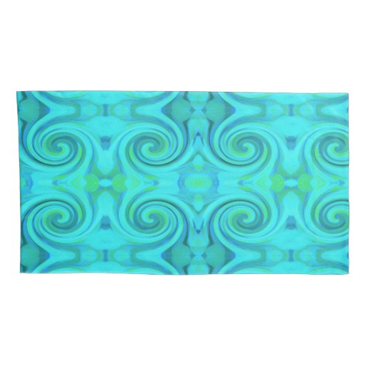 Groovy Cool Abstract Aqua Liquid Art Swirl Patroon Kussensloop (Achterkant-Rechts)
