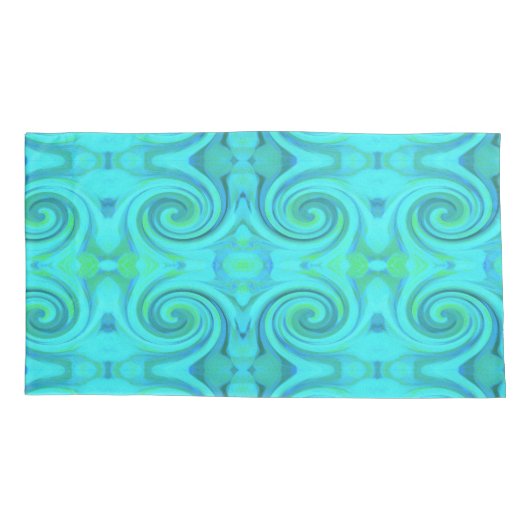 Groovy Cool Abstract Aqua Liquid Art Swirl Patroon Kussensloop (Achterkant-Links)
