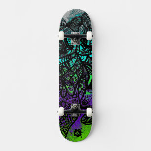 Groovy Cool Black Paars Green Abstracte Art Skateboard