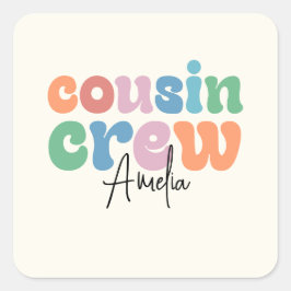 Groovy Cousin Crew Persoonlijk Vierkante Sticker