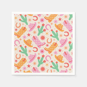 Groovy Cowgirl Laarzen en Hoeden Patroon met Cactu Servet
