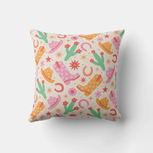 Groovy Cowgirl Laarzen en Petten Patroon met Cactu Kussen