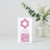 Groovy Custom QR CODE Bar Bat Mitzvah Roze Sterren Informatiekaartje (Staand voorkant)