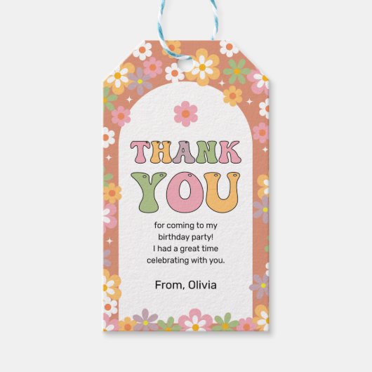 Groovy Daisies Hippie Verjaardag Bedankt Cadeaulabel (Voorkant)