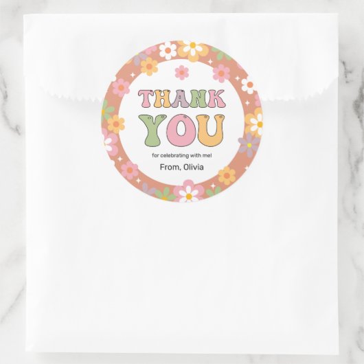 Groovy Daisies Hippie Verjaardag Bedankt Ronde Sticker (Tas)