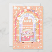 Groovy Daisy 1st Birthday Invitation Kaart (Voorkant)