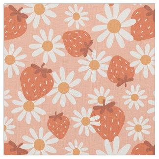Groovy Daisy Aardbeienprint Zomer Lente Roze Stof