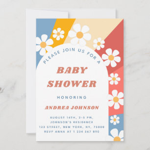 Groovy Daisy Arch Colorful Neutraal Baby shower Kaart