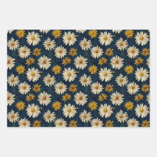 Groovy Daisy Blue Inpakpapier Vel