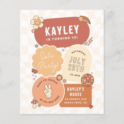 Groovy Daisy Boho Let's Party Budget Girl Verjaard (Voorkant)