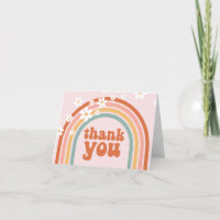 Groovy daisy boho regenboog bedankt kaart