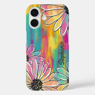 Groovy Daisy Dream - Painterly Hand getrokken Bloe iPhone 16 Hoesje