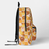Groovy Daisy Floral Checkerboard, Y2K 90s Bedrukte Rugzak (Links)