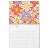 Groovy Daisy Floral Checkerboard, Y2K 90s Kalender (Mar 2026)