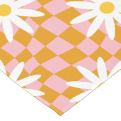 Groovy Daisy Floral Checkerboard, Y2K 90s Korte Tafelloper (Hoek)