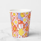 Groovy Daisy Floral Checkerboard, Y2K 90s Papieren Bekers (Links)