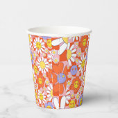 Groovy Daisy Floral Checkerboard, Y2K 90s Papieren Bekers (Rechts)