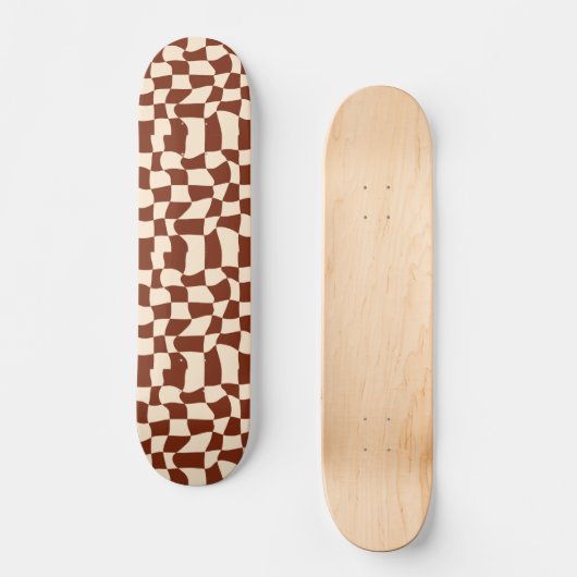 Groovy Daisy Floral Checkerboard, Y2K 90s Skateboard (Voorkant)