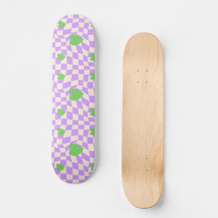 Groovy Daisy Floral Checkerboard, Y2K 90s Skateboard