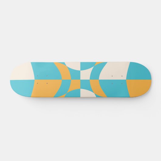 Groovy Daisy Floral Checkerboard, Y2K 90s Skateboard (Horizontaal)