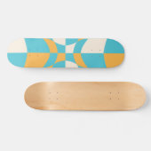Groovy Daisy Floral Checkerboard, Y2K 90s Skateboard (Horizontaal)