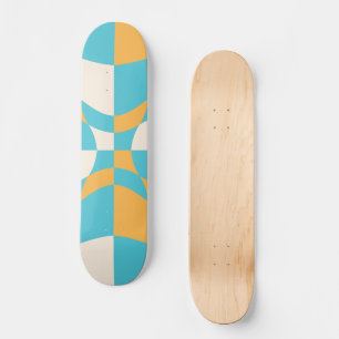 Groovy Daisy Floral Checkerboard, Y2K 90s Skateboard