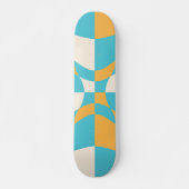Groovy Daisy Floral Checkerboard, Y2K 90s Skateboard (Voorkant)