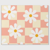 Groovy Daisy Floral Checkerboard, Y2K 90s Wrappin Cadeaupapier (Vlak)
