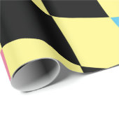 Groovy Daisy Floral Checkerboard, Y2K 90s Wrappin Cadeaupapier (Rol Hoek)