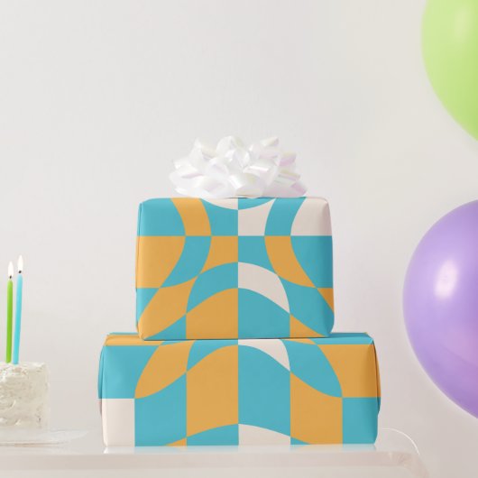 Groovy Daisy Floral Checkerboard, Y2K 90s Wrappin Cadeaupapier (Feestgeschenken)