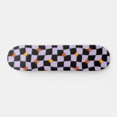 Groovy Daisy Floral Checkerboard, Y2K 90s Wrappin Skateboard (Horizontaal)