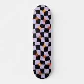 Groovy Daisy Floral Checkerboard, Y2K 90s Wrappin Skateboard (Voorkant)