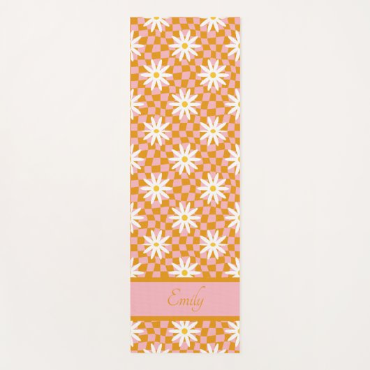 Groovy Daisy Floral Checkerboard, Y2K 90s Yogamat (Voorkant)