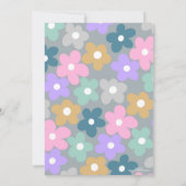 Groovy Daisy Flowers Grey Retro Boho Floral Kaart (Achterkant)