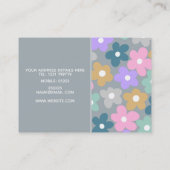 Groovy Daisy Flowers Grey Retro Boho Floral Visitekaartje (Achterkant)