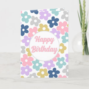 Groovy Daisy Flowers Retro Boho Floral Bedankkaart