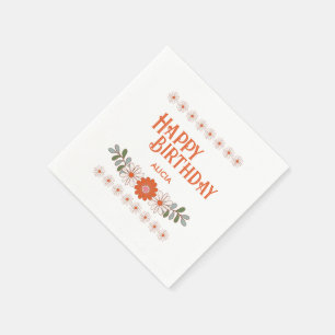 Groovy Daisy Hippie Flora Leaf Gelukkige Verjaarda Servet