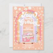 Groovy Daisy Rainbow Birthday Invitation Kaart (Voorkant)