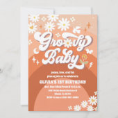 Groovy Daisy Regenboog Verjaardagsuitnodiging Kaart (Voorkant)