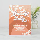 Groovy Daisy Regenboog Verjaardagsuitnodiging Kaart (Staand voorkant)