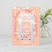 Groovy Daisy Regenboog Verjaardagsuitnodiging Kaart (Staand voorkant)