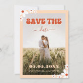 Groovy Daisy Retro Hippie 70s Zeventig huwelijk Save The Date (Voorkant)