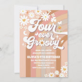 Groovy Daisy Retro Verjaardagsuitnodiging Kaart (Voorkant)